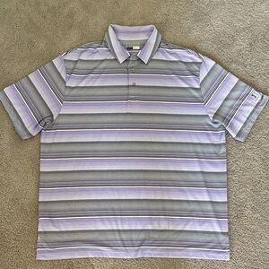 PGA Tour Men's Polo Shirt - Gray and Lavender Stripes